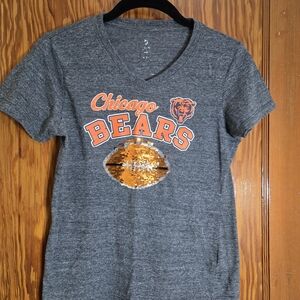 Chicago Bears Gray T-Shirt with Sequin Football, Girl Size 7/8